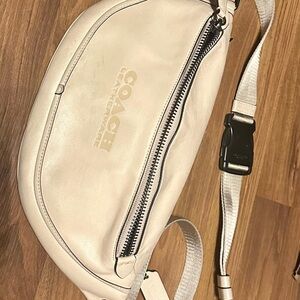 Coach Cream Leather Crossbody Belt Bag